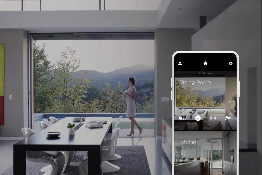 Smart home app controlling a living room